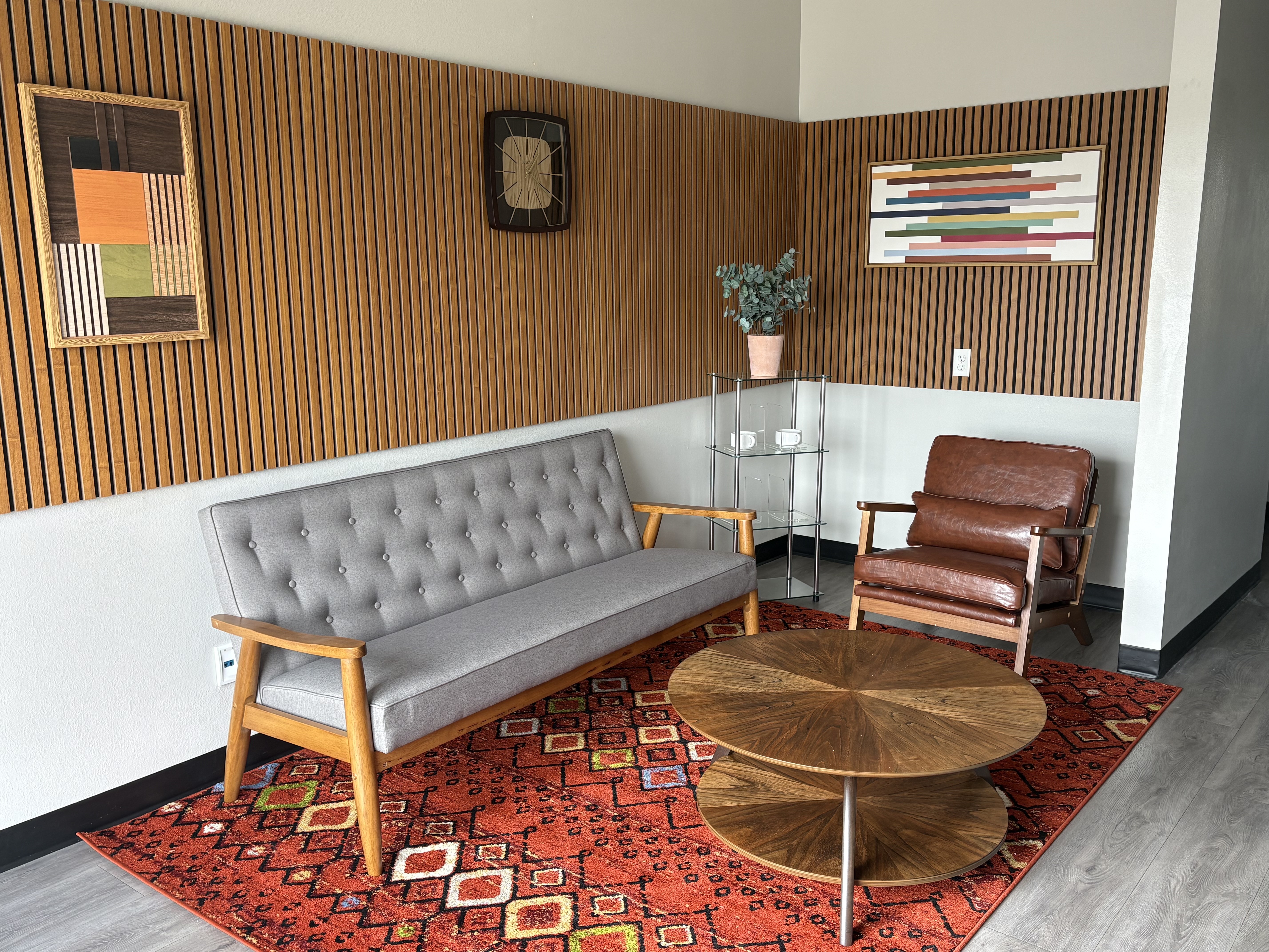 Comfortable lounge seating at Leaf Coworking